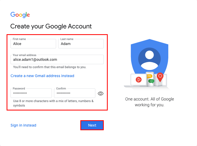 Google connect account